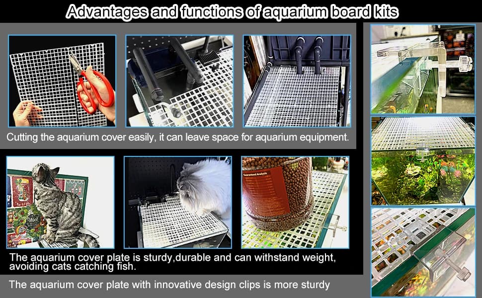 4 Aquarium lid Hood Fish Tank top Cover Terrarium lid Plastic Grid Panel Egg Crate Grate — 6 Aquarium Glass — product details