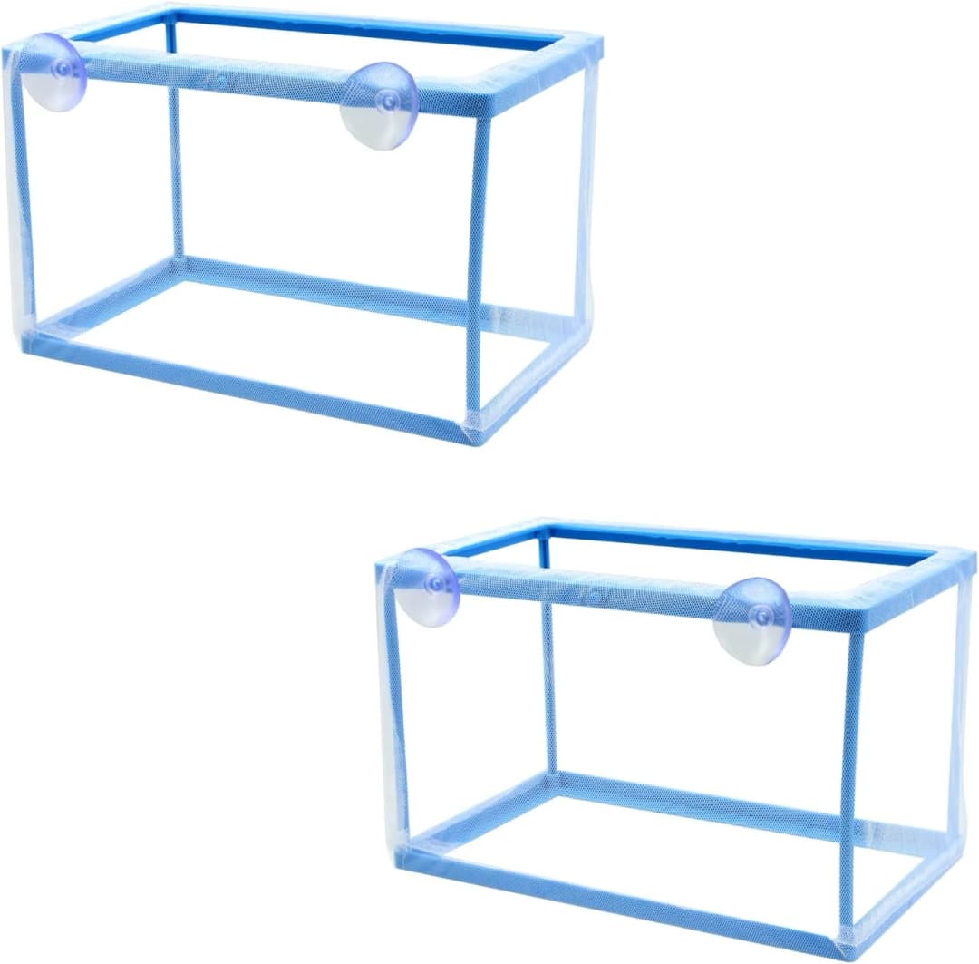Fish Tank Breeder 2 pcs Large Mesh Net Fry Saver Aquarium Spawn Hatchery Isolation with Suction Cups