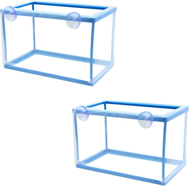 Fish Tank Breeder 2 pcs Large Mesh Net Fry Saver Aquarium Spawn Hatchery Isolation with Suction Cups