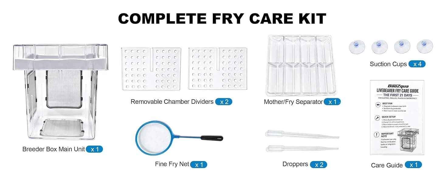 Aquarium Breeder Box for Fish Tank — 316 Stainless Mesh Fry Nursery — Everything in the Box