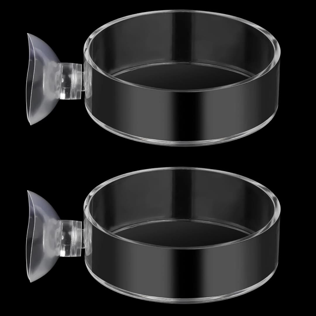 60mm Fish Tank Feeder Dish Aquarium Shrimp Feeder Dish with Suction Clear Fish Tank Feeding Bowl Round Clear