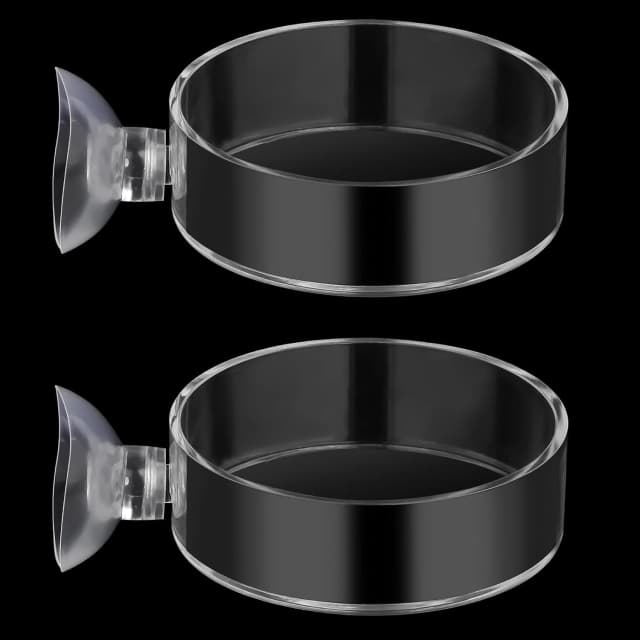 60mm Fish Tank Feeder Dish Aquarium Shrimp Feeder Dish with Suction Clear Fish Tank Feeding Bowl Round Clear
