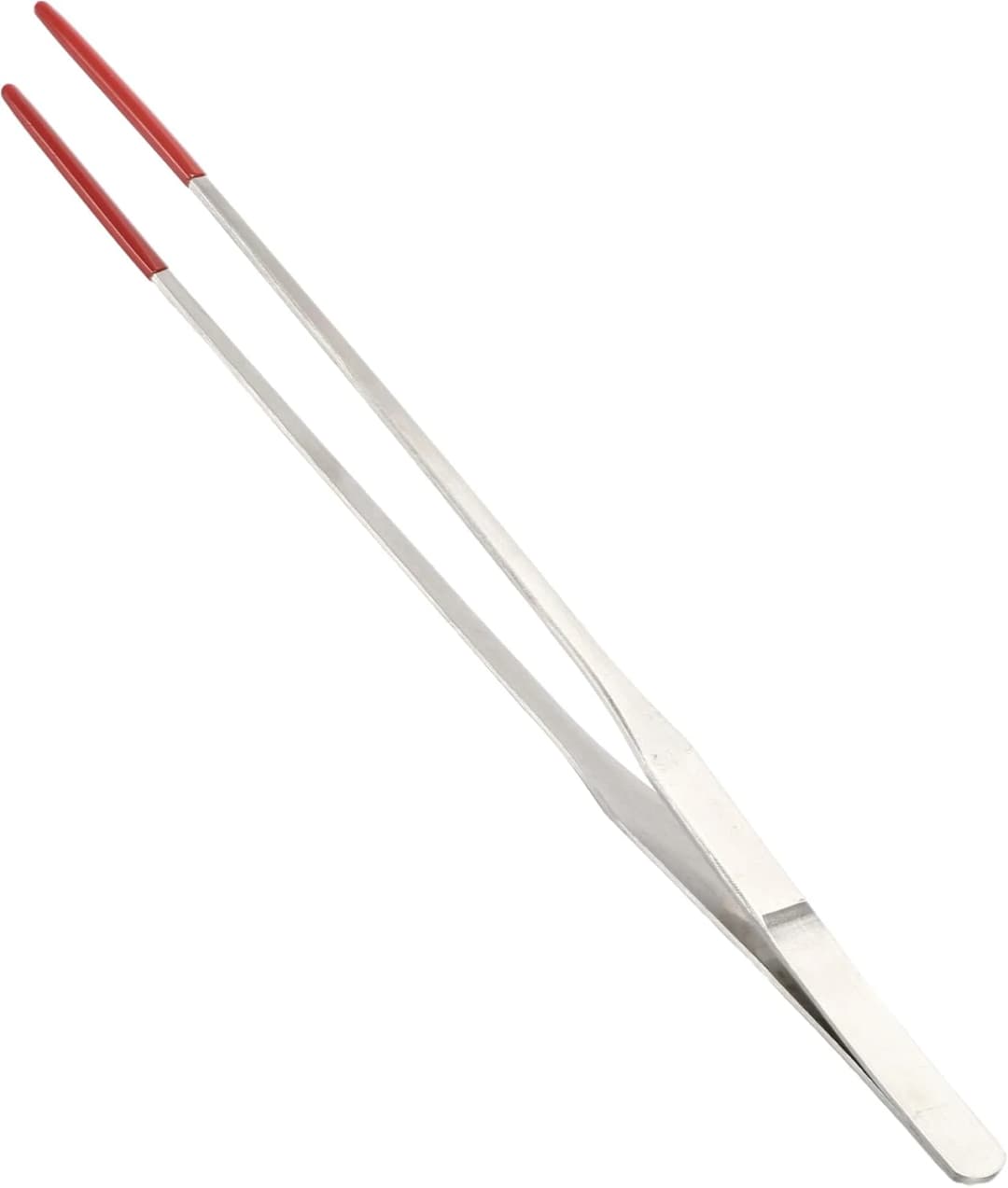 10.63" L Aquarium Straight Feeding Tweezer for Feeding with Red Rubber Tip