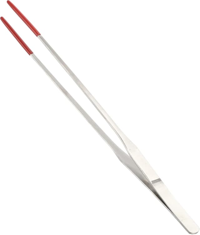 10.63" L Aquarium Straight Feeding Tweezer for Feeding with Red Rubber Tip