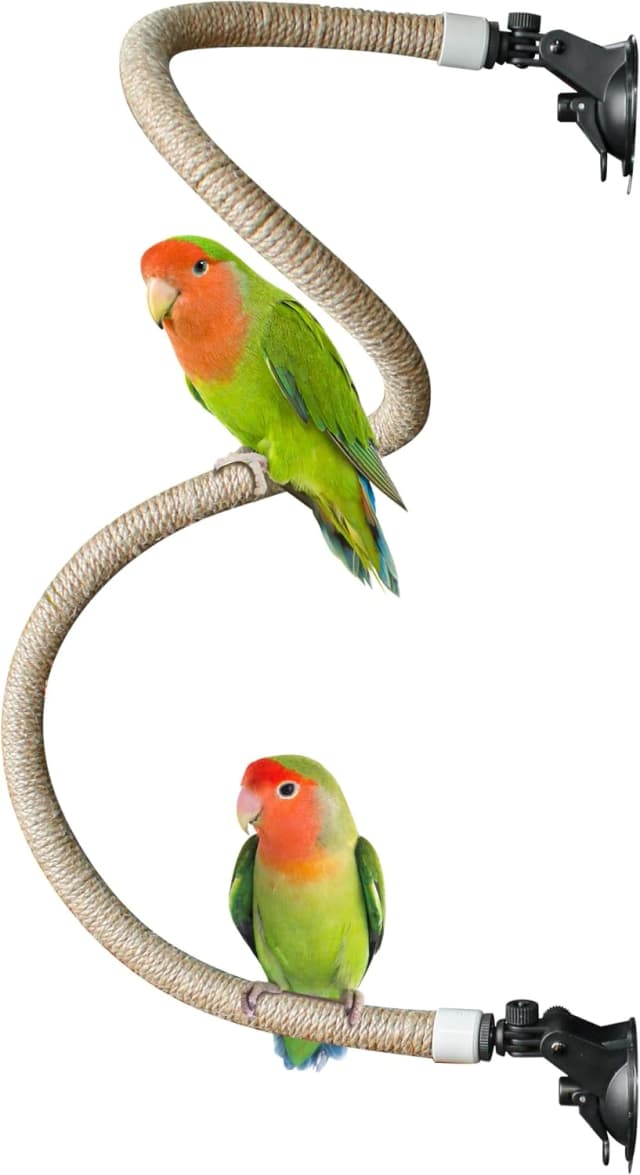 Suction Cup Rope Bird Perch - Bendable Parrot Standing Toy for Climbing and Grinding