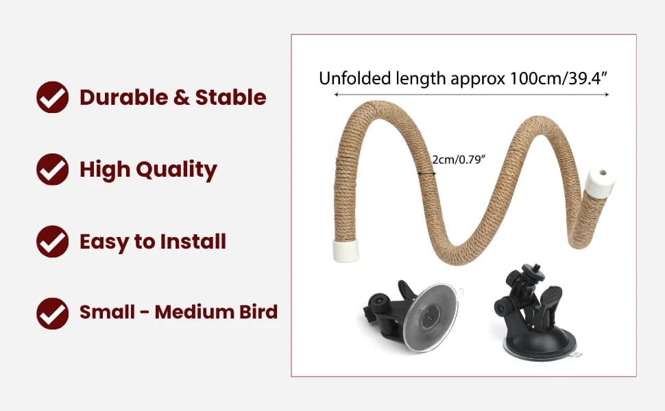 Suction Cup Rope Bird Perch - Bendable Parrot Standing Toy for Climbing and Grinding — product details