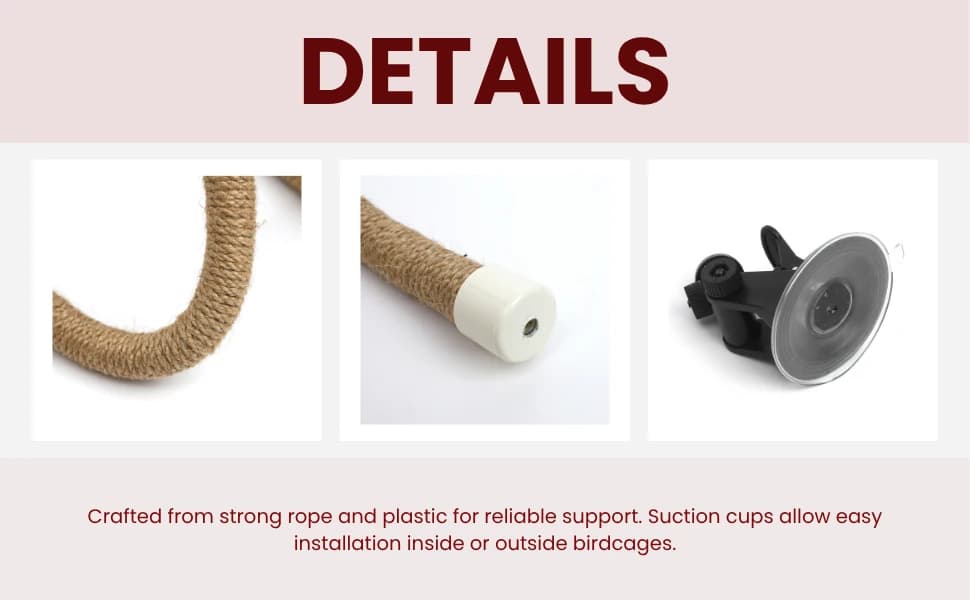 Suction Cup Rope Bird Perch - Bendable Parrot Standing Toy for Climbing and Grinding — product details