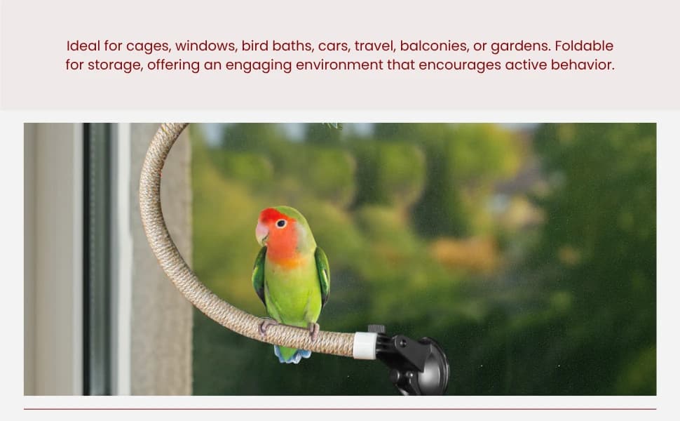 Suction Cup Rope Bird Perch - Bendable Parrot Standing Toy for Climbing and Grinding — product details