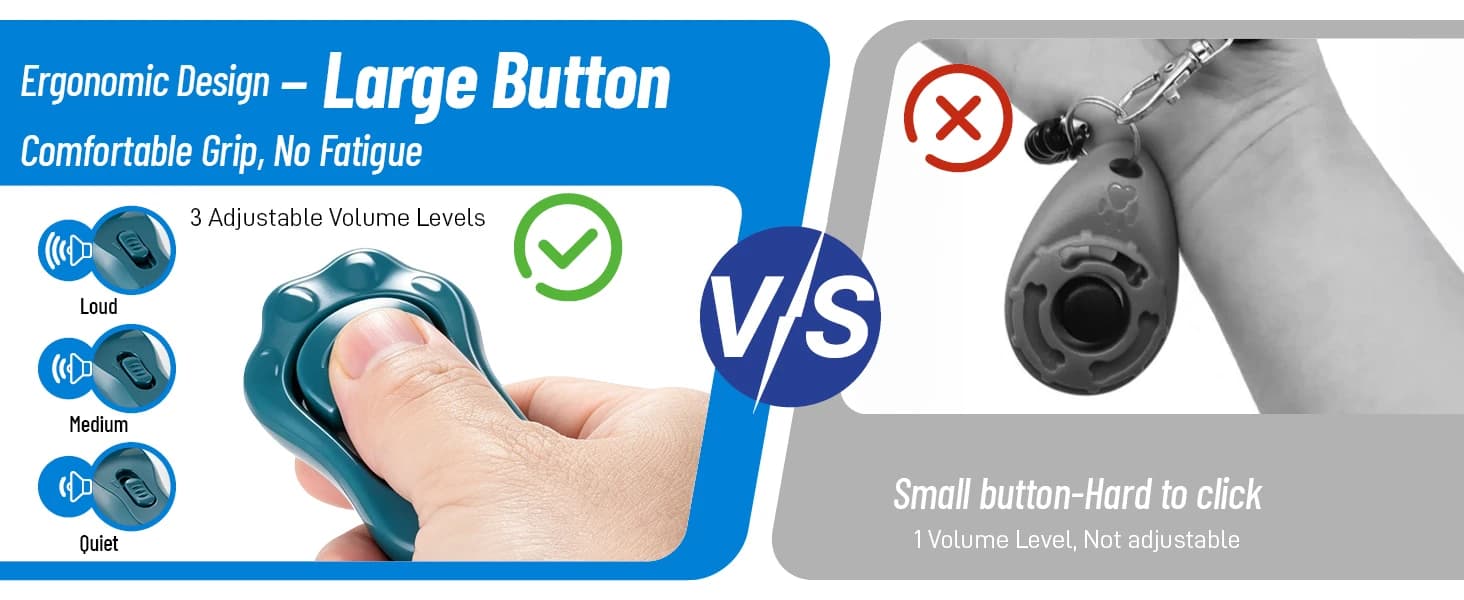 Dog Training Clicker 2 Pack with 3 Adjustable Volume and Wrist Strap β product details