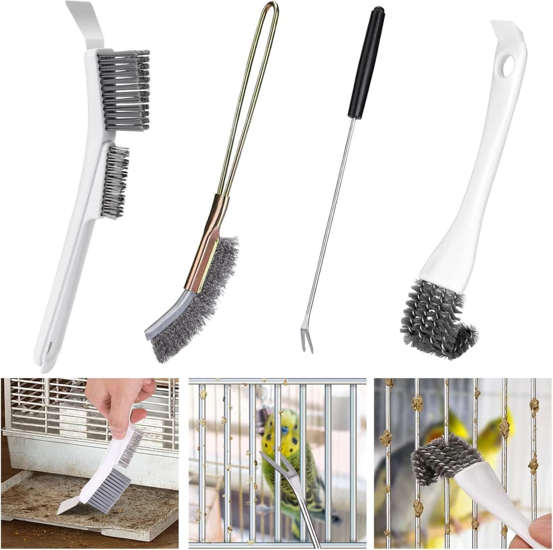 Bird Cage Cleaner Brush Kit Accessories,4 Pcs