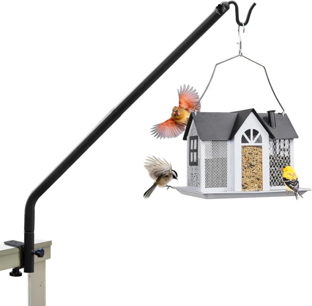 Heavy Duty Deck Hook — 27"-39" Adjustable Metal Deck Railing Hooks for Hanging Bird Feeders