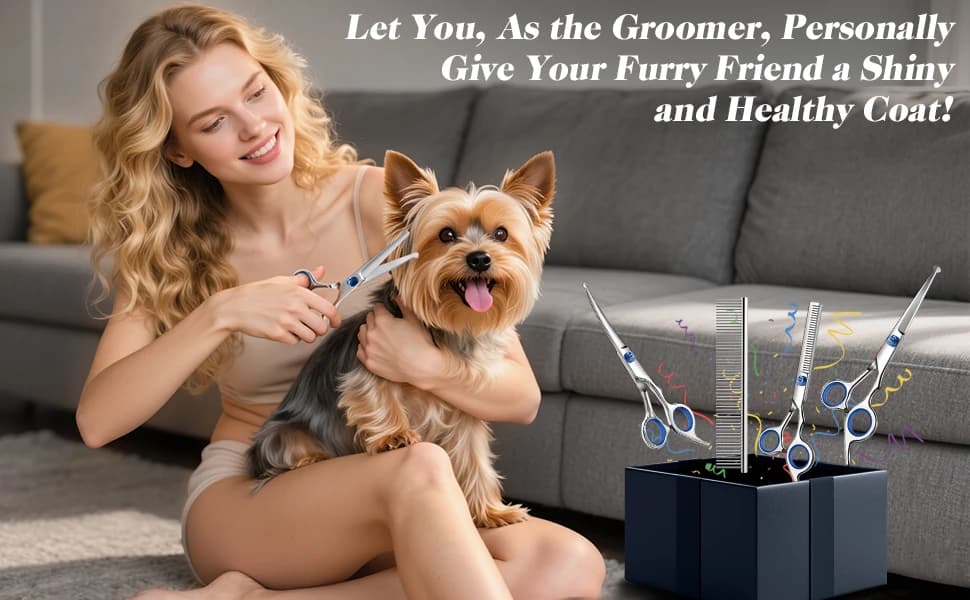 Professional 4 in 1 Dog and Cat Grooming Scissors Kit with Safety Round Tips — product details