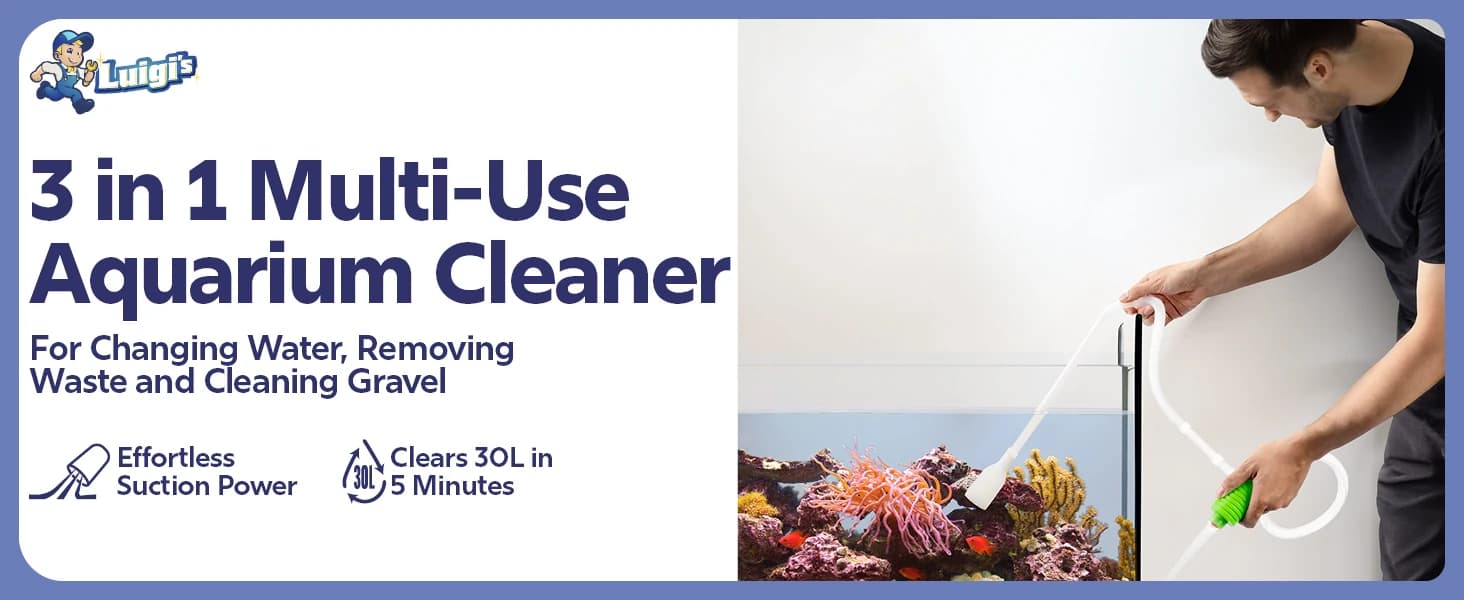 Fish Tank Cleaner - Turtle Tank Accessories - Gravel Vacuum for Aquarium - Hand Siphon Hose to Remove and — product details