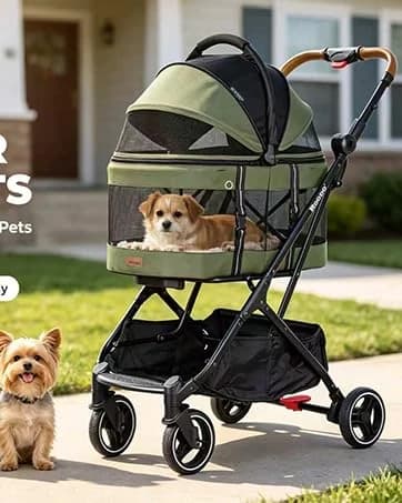 3 Wheel Pet Stroller Best Lightweight Foldable Compact Portable Jogger All Terrain Travel Pet Gear Puppy Kitty — collection imagery
