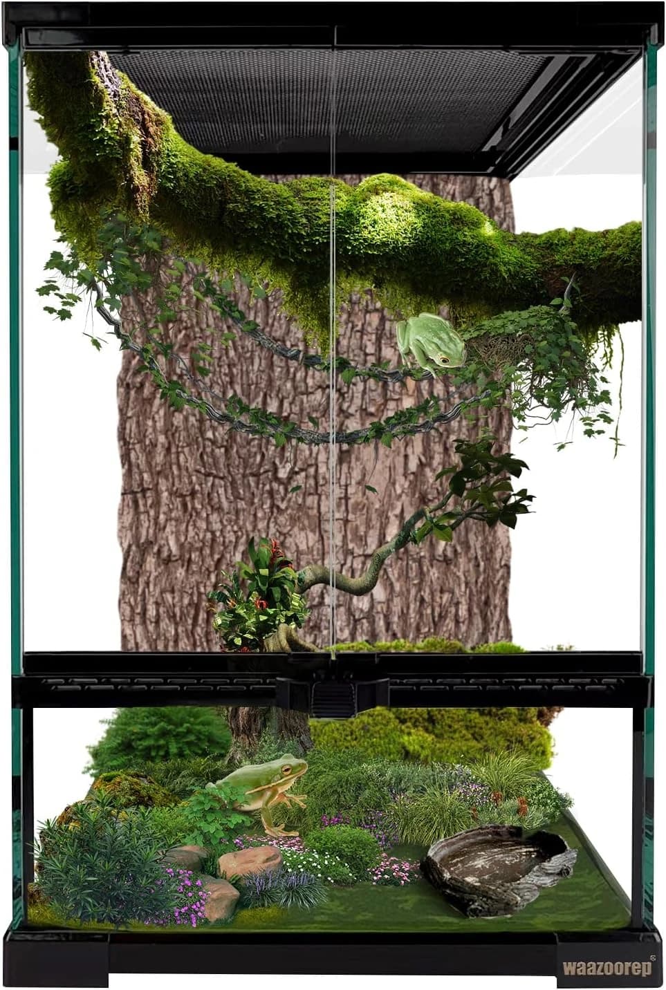 11 Gallon Tall Reptile Glass Tank 12"x12"x18",Pre-Assembled Vertical Terrarium Enclosure with Front Openning