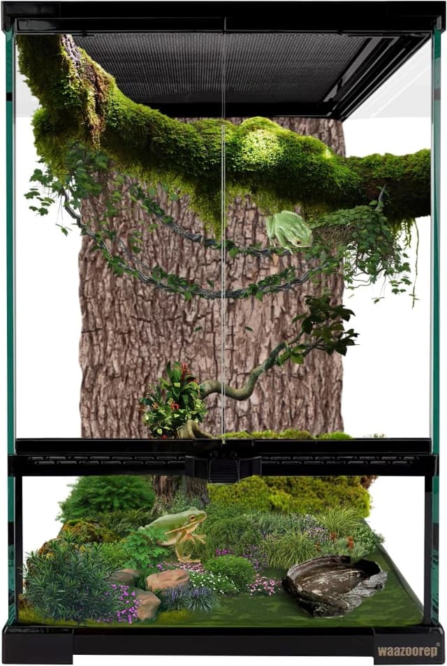 11 Gallon Tall Reptile Glass Tank 12"x12"x18",Pre-Assembled Vertical Terrarium Enclosure with Front Openning