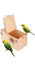 Parakeet Nesting Box — Wood Bird Nest House for Cage — product details