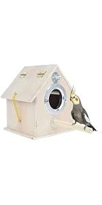 Parakeet Nesting Box — Wood Bird Nest House for Cage — product details
