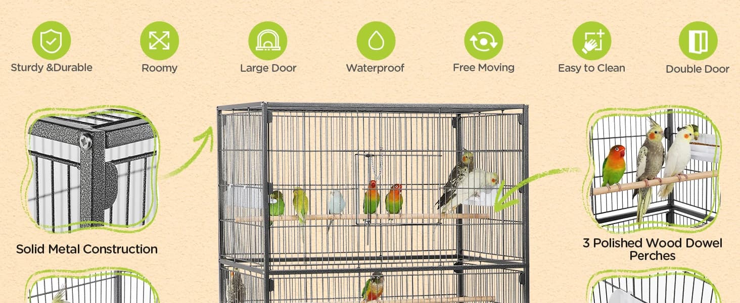 52" Large Bird Cage for Parakeets — product details