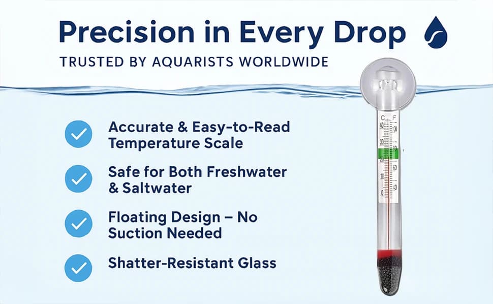 LABO Floating Aquarium Thermometer – Glass — Mercury-Free Fish Tank Thermometer — product details