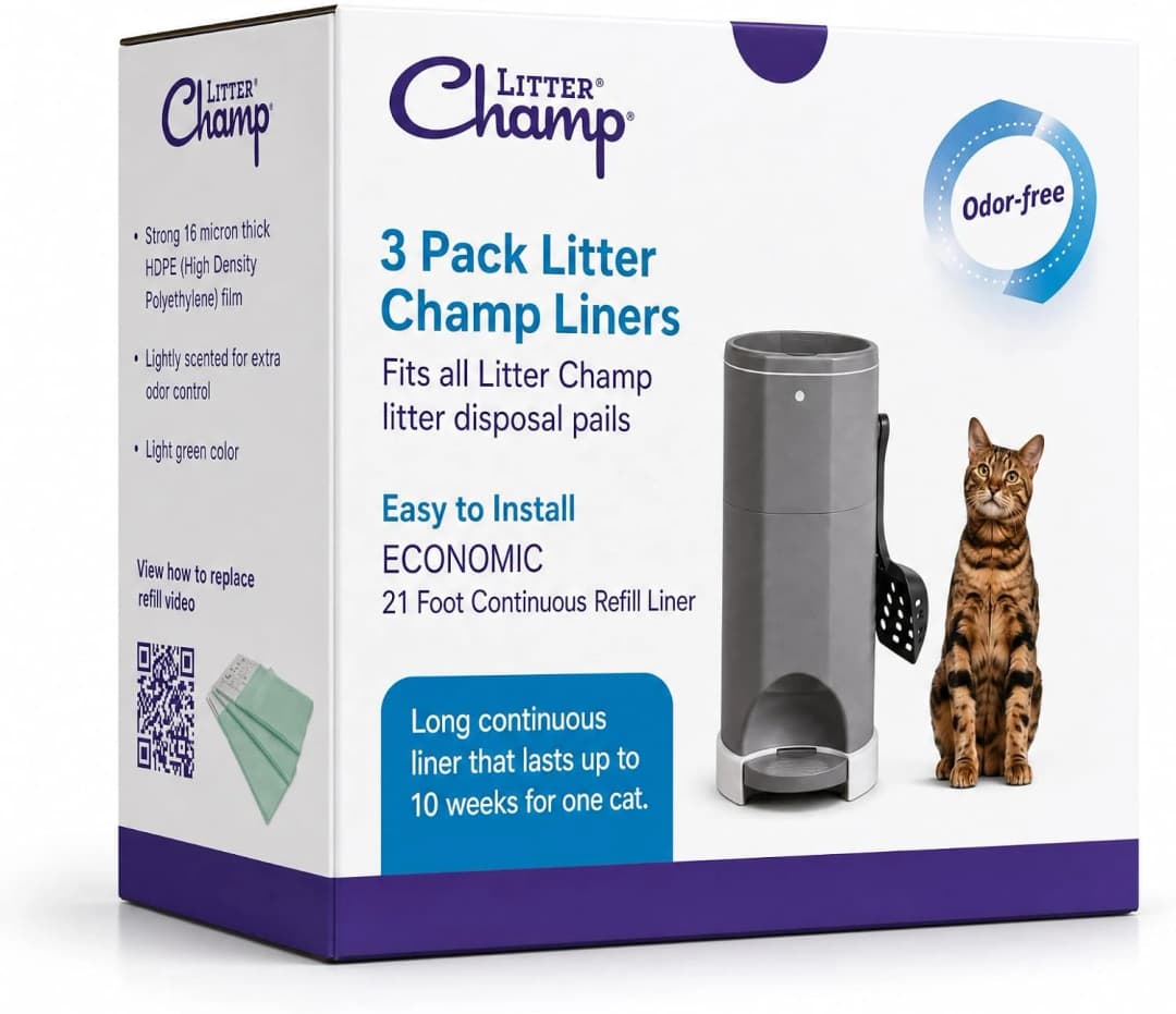 Litter Champ Refill Bags 3 Pack — Continuous Cat Litter Disposal System
