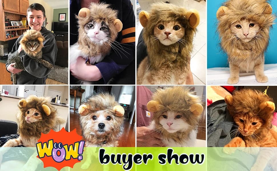 Lion Mane Wig for Cat Costume Pet Adjustable Washable Comfortable Fancy Lion Hair Cat Clothes Dress for — The most Funny gift for pets