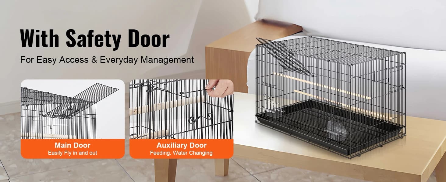 30 Inch Flight Bird Cage — Stackable Bird Cage Parakeet Cage with Slide-Out Tray and Handle — product details