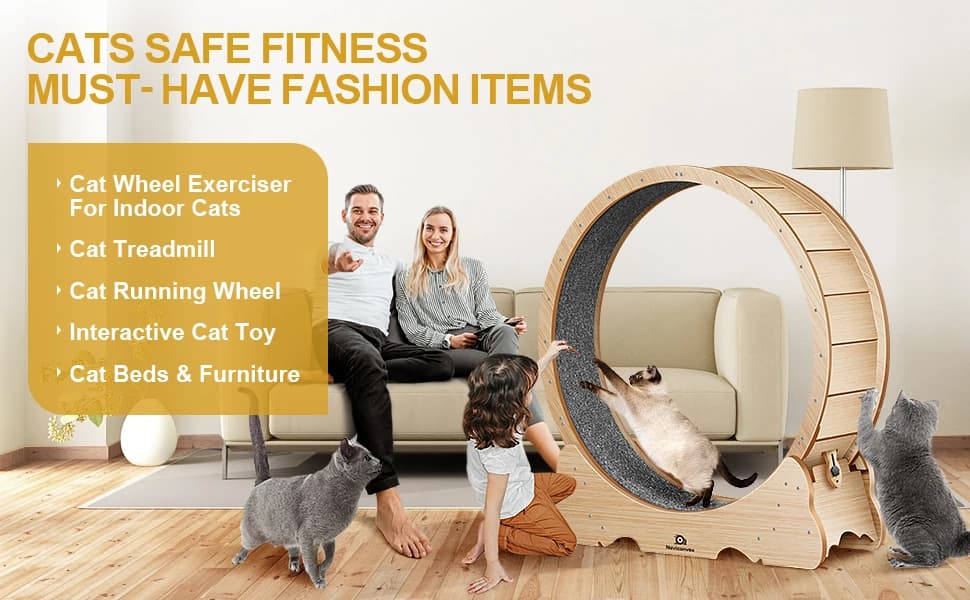 Cat Wheel — 46" XL Large Exercise Running Wheels with Detachable Carpet for Indoor Cats — product details