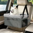 Deluxe Dog Booster Seat with Sturdy Metal Frame and Safety Leash for Small Pets up to 20 lbs - Portable Puppy