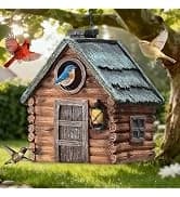 Bird Houses for Outside Real Wood-Look Resin Bird House with Hanging Chain – Waterproof and Durable Forest — collection imagery