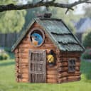 Bird Houses for Outside Real Wood-Look Resin Bird House with Hanging Chain – Waterproof and Durable Forest