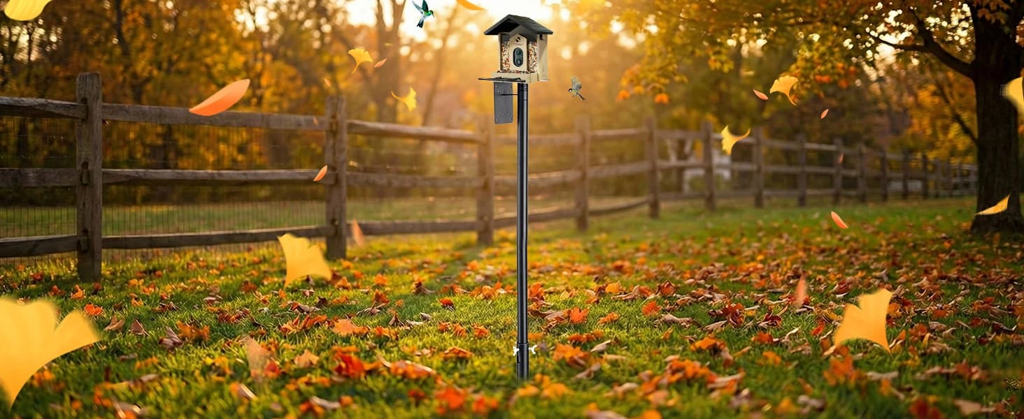 Heavy Duty Bird Feeder Pole - 109 Inch Adjustable 1 Inch Metal Bird House Pole with 14” Deep Auger Base | — Weather-Resistant for Long-asting Outdoor Sse