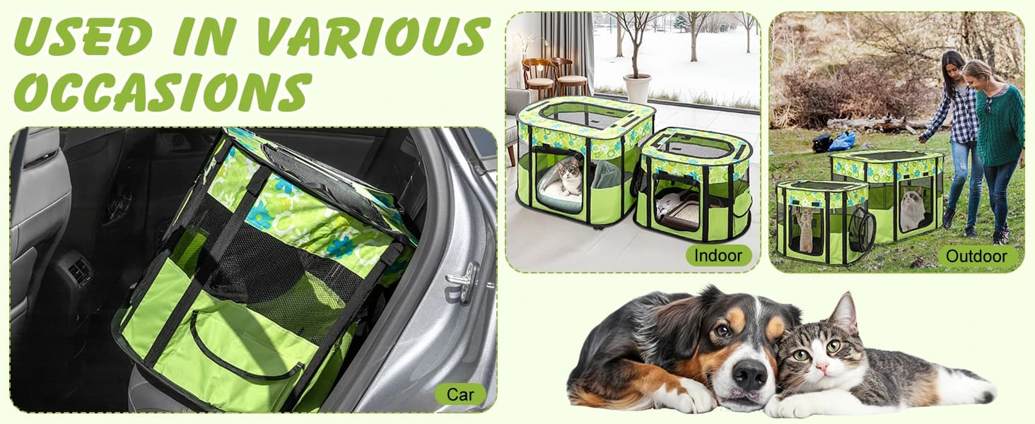 Portable Cat Playpen — Foldable Indoor and Outdoor Pet Tent with 2 Areas — product details