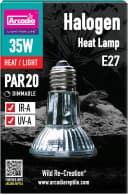 Halogen Heat Lamp 35W – Focused Beam Infrared and UVA Reptile Heat Lamp Bulb for Bearded Dragons
