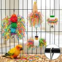 4PCS Bird Parrot Foraging Toys Parakeet Chewing Hanging Toy Shredded Paper Cage Accessories for Small Parrots