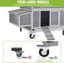 Large Chicken Coop on Wheels Mobile Wooden Hen House Weatherproof Duck Poultry Cage 67.3" L for 6-8 Chickens