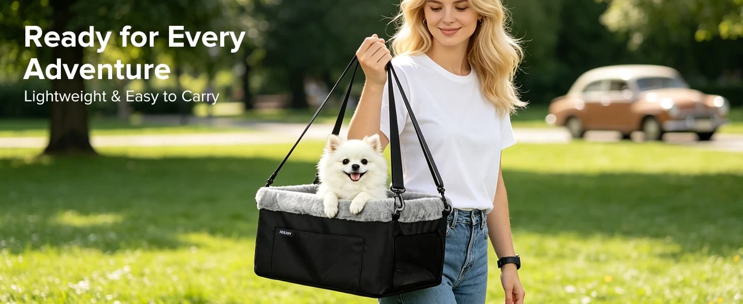 Deluxe Dog Booster Seat with Sturdy Metal Frame and Safety Leash for Small Pets up to 20 lbs - Portable Puppy β product details