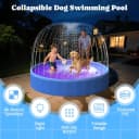 Foldable Dog Pool with Sprinkler and RGB LED Light