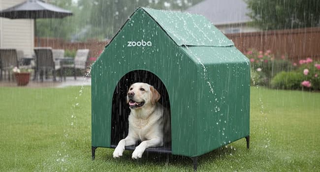 Large Dog House Outdoor — 36in Elevated 2-in-1 Cot and Canopy — Comfort, Wherever They Are