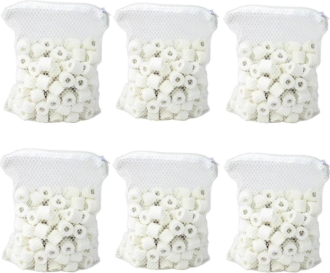 Bio Ceramic Rings 6 lbs Aquarium Sump Filter Media Fish Tank Koi Pond Canister Filter Media in 6 Free Mesh Bags