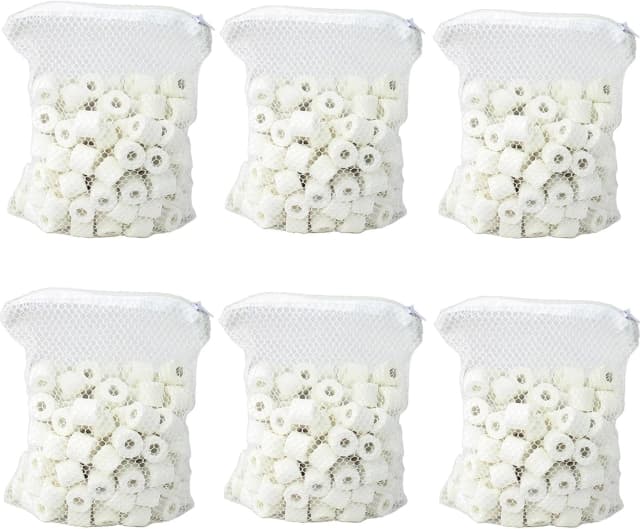 Bio Ceramic Rings 6 lbs Aquarium Sump Filter Media Fish Tank Koi Pond Canister Filter Media in 6 Free Mesh Bags