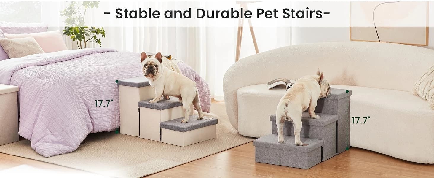 Dog Stairs for High Bed, Foldable Pet Stairs for Small and Medium or Large Dogs Puppy with Storage for Bed or — product details