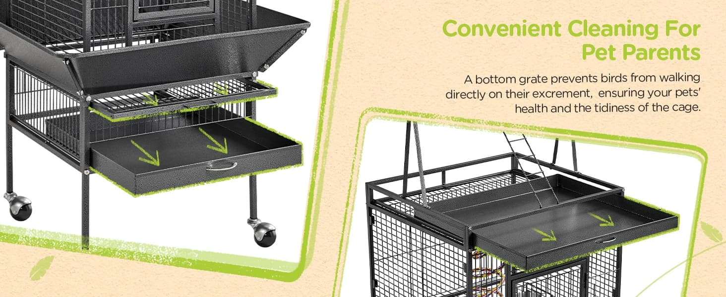 61" Playtop Parrot Bird Cage with Rolling Stand — product details
