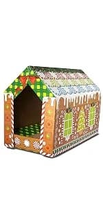 Cardboard Cat House Hideaway Playhouse with Cat Scratcher Scratching Pad 19" L x 13" W x 17" H — product details