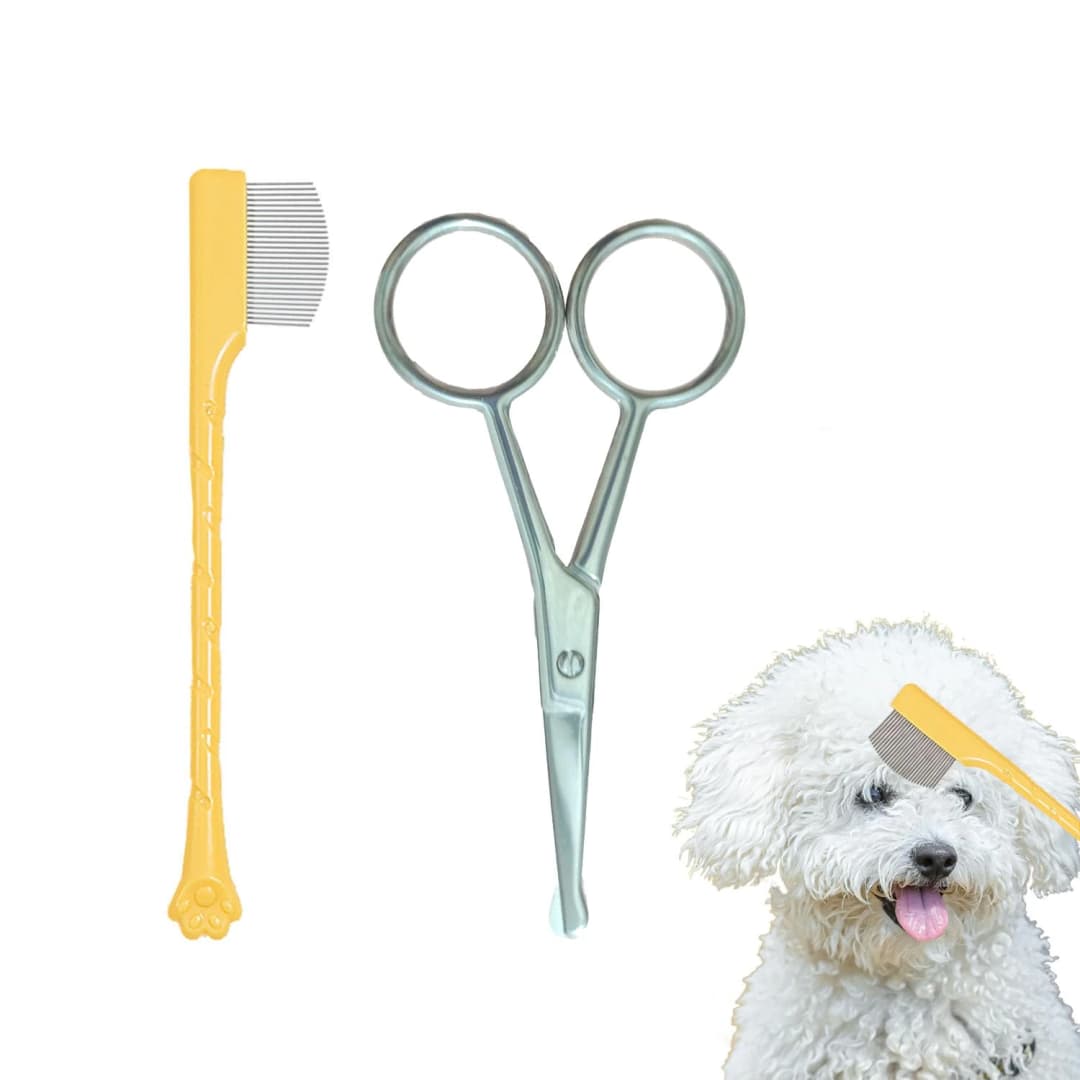 Dog Tear Stain Remover Comb for Small Doggy and Cats Pet Grooming Tool with Round Tip Stainless Steel Mini