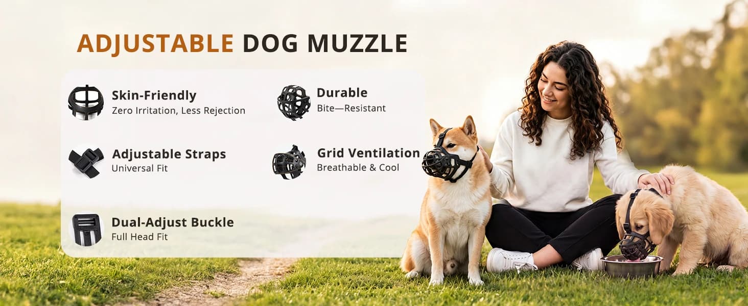 Basket Dog Muzzle — Adjustable Soft Dog Muzzles — product details