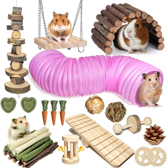 40 PCS Hamster Toys Set — Guinea Pig Toys Enrichment Hamster Tubes and Tunnels