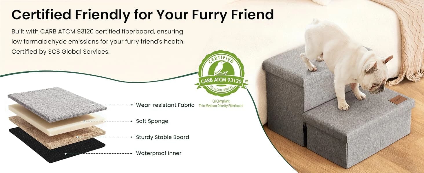 Dog Stairs for High Bed, Foldable Pet Stairs for Small and Medium or Large Dogs Puppy with Storage for Bed or — product details