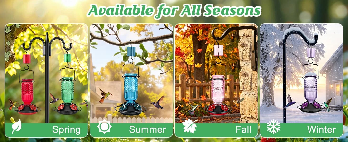 Glass Hummingbird Feeder for Outdoors Hanging — Enjoy Hummingbirds All Year — Wherever You Hang It