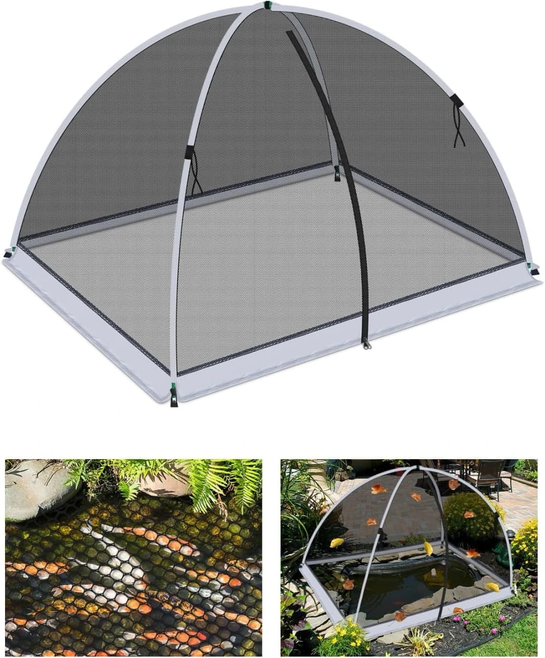 5 * 7ft Pond Cover Dome — Garden Pond Net Pond Mesh Tent with Ropes